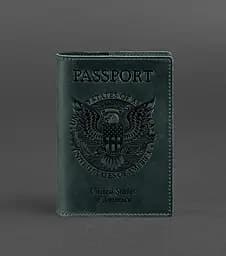 Кожаная обложка для паспорта с американским гербом зеленая