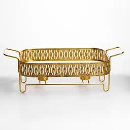 Мармітниця порцелянова Yiwu Tiffany 2 л квадратна зі скляною кришкою на металевій підставці 38х30х7 см з підігрівом для перших страв SX42-3 - мініатюра 3