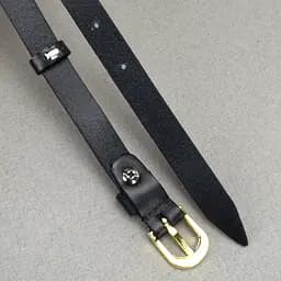 Ремінь шкіряний жіночий вузький чорний HC-1562 (115 см) - мініатюра 5