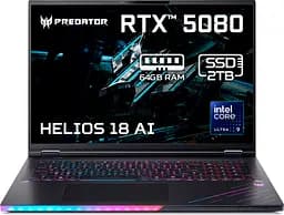 Ноутбук Acer Predator Helios 18 PH18-73 (NH.QVYEX.004), Intel Core Ultra 9 275HX (до 5,4 ГГц), 18-дюймовий WQXGA-дисплей, 64 ГБ, SSD на 2 ТБ, NVIDIA GeForce RTX, Abyssal Black - мініатюра 2
