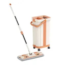Швабра с ведром 16 л для мытья полов с отжимом плоская насадка из микрофибры набор для уборки дома ZhiyuCleanHP-35015-58