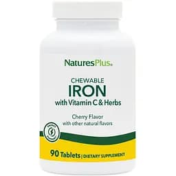 Залізо хелатне з вітаміном С Nature's Plus Chewable Iron 90 таблеток (NTP3421)