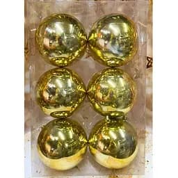 Набір ялинкових іграшок пластикових круглих 6 шт 12 см Золотий