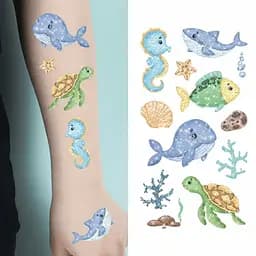 Набір дитячих блискучих тимчасових тату Морські тварини Fresh Tattoo kids-tatto-see-set10 - мініатюра 2