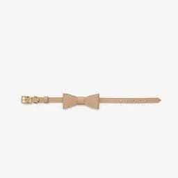 Шкіряний нашийник для собак "Caviar" XL бежевий з бантиком (обхват шиї 46-54см) - мініатюра 4