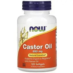 Натуральна добавка NOW Castor Oil 650 mg, 120 капсул