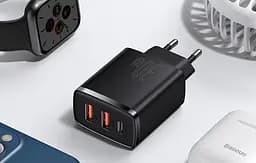 Зарядний пристрій 3 порти Baseus 30 W (1Type-C + 2 USB) CCXJ-E01 чорний - мініатюра 4