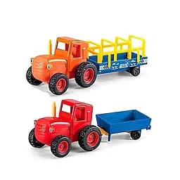 Дитячий набір іграшкових металопластикових тракторів Синій трактор Помаранчевий/Червоний