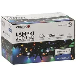 Гирлянда Chomik 200 LED 10 м, мультиколор, ефект блиску, IP44, від мережі (5900779879492)