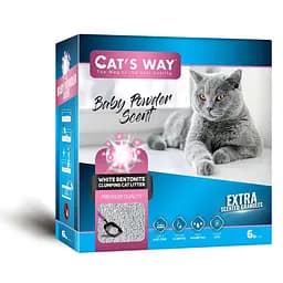 Белый бентонитовый наполнитель с ароматом детской присыпки Cat's Way 6 л