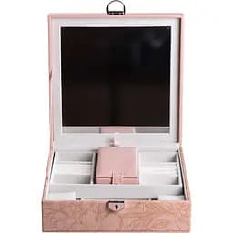 Скринька-органайзер Yiwu для прикрас із замком 25x25x8.5 см рожева HP-5-22P
