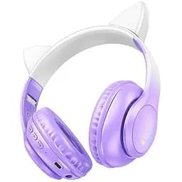 Навушники бездротові з вушками Hoco Cat ears BT headphones W42 біло рожеві - мініатюра 4