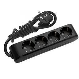 Подовжувач Panasonic X-tendia із заземленням 4 гнізда, 5 м, з захистними шторками, чорний