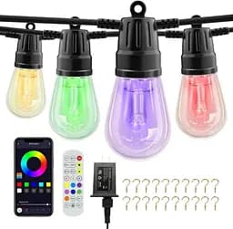 Уличные гирлянды Voneta, 49 футов, 20 лампочек RGB для патио с пультом дистанционного управления и приложением