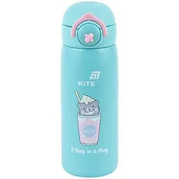 Термос с кнопкой Kite Hug in mug бирюзовый 430 мл (K25-1221-1)