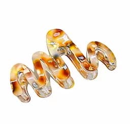 Заколка-крабик для волос волнистая 11 см с мелкими блестящими стразами, металлический зажим, коричневый