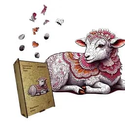 Деревянный фигурный пазл Вертепная Овца, А3, Картонная коробка 200 элементов