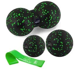 Набір для масажу та йоги PowerPlay PP_4092 EPP (Комплект з 3 штук) Green + гумка 5,5 кг (PP_4092_Green)