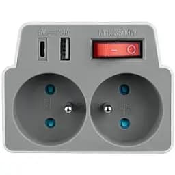 Розгалужувач 2x2P+USB A USB C