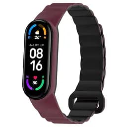 Ремешок Dual-color Magnetic для Xiaomi Mi Band 7/6/5/4/3 Plum / Black