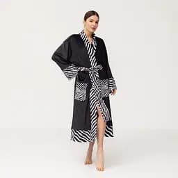 Кімоно жіноче з плюшевого велюру Kimono Black and White Zebra 18367 L