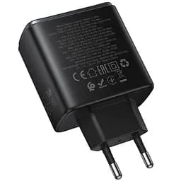 Мережевний зарядний пристрій Hoco C160A Upgrade PD65W+QC3.0 1USB-A/2C Black - мініатюра 3
