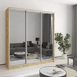 Шафа-купе тридверна MebelStar Комбо AL 3 Дзеркала 190x60x210 см Дуб тахо (MBS-4306)