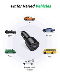 Автозаряджання UGREEN EC705 130 W 3xUSB (2xUSB-C+USB-A) чорна - мініатюра 3