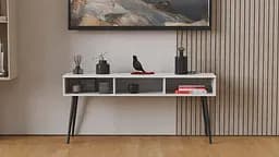 Тумба під телевізор Кентуккі Ferrum-decor 45x139x38 Чорний метал ДСП Білий 16 мм (FRD-106733)