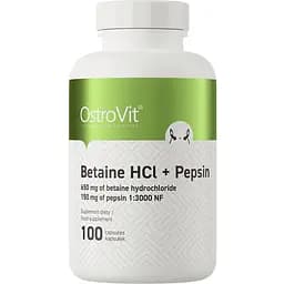Натуральна добавка OstroVit Betaine HCl + Pepsin, 100 капсул