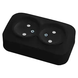 Розетка HOROZ ELECTRIC Eva, подвійна накладна, чорна