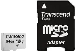 Карта пам'яті microSD 64GB C10 UHS-I R100/W20MB/s + SD Transcend teh0013292