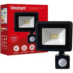 Світлодіодний прожектор з датчиком руху Vestum 20W 1600 Лм 6500K 180-260V IP65 1-VS-3020