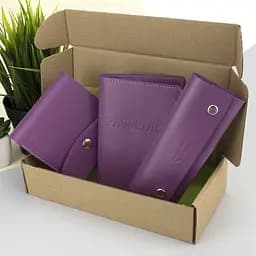 Подарочный набор женский Handycover №54 (фиолетовый) кошелек + ключница + обложка на паспорт