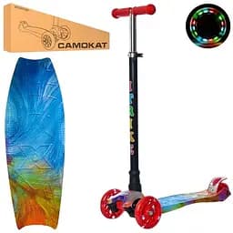 Самокат детский iTrike с подсветкой 32х13х78-87 см Красный 000222635