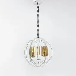 Люстра Лофт у білому корпусі форми плетена куля Line.F Колір плафона Графітовий