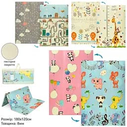 Коврик-мат XPE, 120x180 см, двусторонний, толщина 8 мм, текстурный, 3 вида, в сумке, 92x40x6 см