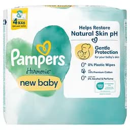 Набір дитячі вологі серветки Pampers Harmonie New Baby 184 шт. (4 уп. по 46 шт.) - мініатюра 2