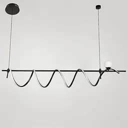 Видовжена чорна LED люстра із світлодіодною хвилею та білим плафоном Line.F MJ 189-1500 BK