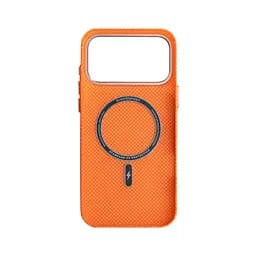 Карбоновый чехол для Apple iPhone 17 Pro Max, LikeCarbon2 SE MagCase, оранжевый, тонкий защитный чехол-панель из поликарбоната с магнитами N52, MagSafe, противоударный, совместим с беспроводной зарядкой, приподнятые края для защиты камеры - мініатюра 2