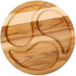 Менажниця з дерева Lugi 25 см кругла  тарілка з 3 відсіками (з ясена) T10W250