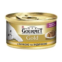 Вологі корми для кішок Gourmet Gold Double Delice Duck & Turkey 85 г x 12 шт. (качка та індичка)