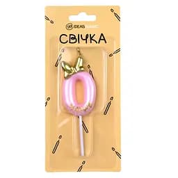Свічка-цифра 0 рожева 6 см