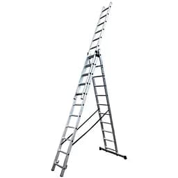 Драбина алюмінієва трисекційна GTM KME311 3x11 сходинок 2.99-7.31м (KME311) (39948)