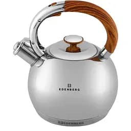 Чайник Edenberg  з нержавіючої сталі зі свистком коричнева ручка 3 л (EB-7006)