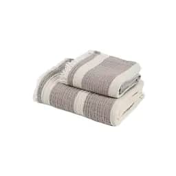 Рушник Lotus Home - Milana muslin beige-lead blue 80x160 - мініатюра 8