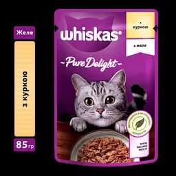 Влажный корм для кошек Whiskas Pure Delight, курица в желе, 85 г