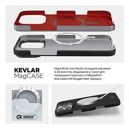 Защитный чехол для Apple iPhone 15 Pro Max, BlackIcon Kevlar MagCase, кевларовый, черный, панель, накладка с поддержкой MagSafe, противоударный, защита всего корпуса, усиленные углы, совместим с беспроводной зарядкой, ArmorStandart (ARM88537) - мініатюра 8