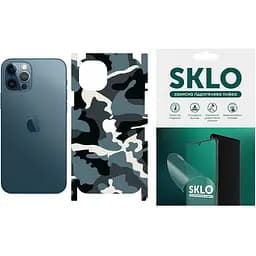 Защитная гидрогелевая пленка SKLO Back (тыл+грани+лого) Camo для Apple iPhone 13 mini (5.4) Голубой / Army Blue