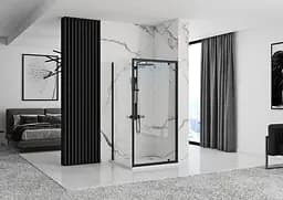 Душова кабіна Rea Rapid Swing 80x90 black REA-K6421 + REA-K6409, Чорний матовий, Універсальна, прозрачний, Чорний матовий - мініатюра 4